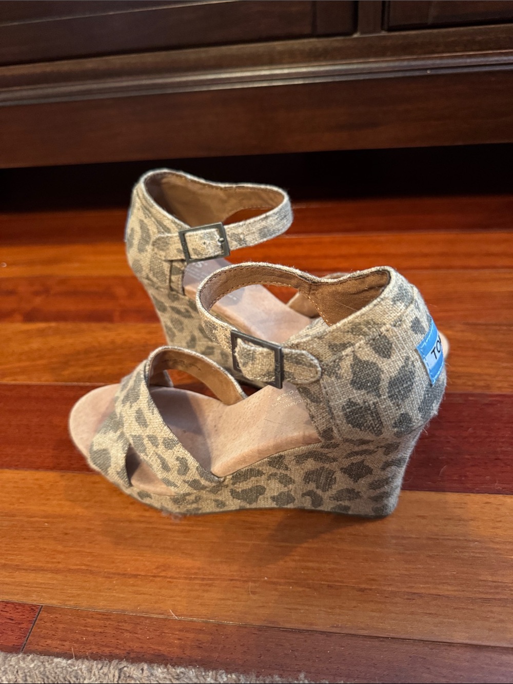 Toms Leopard-Print Ankle-Strap Wedge Sandals - Taupe Gray